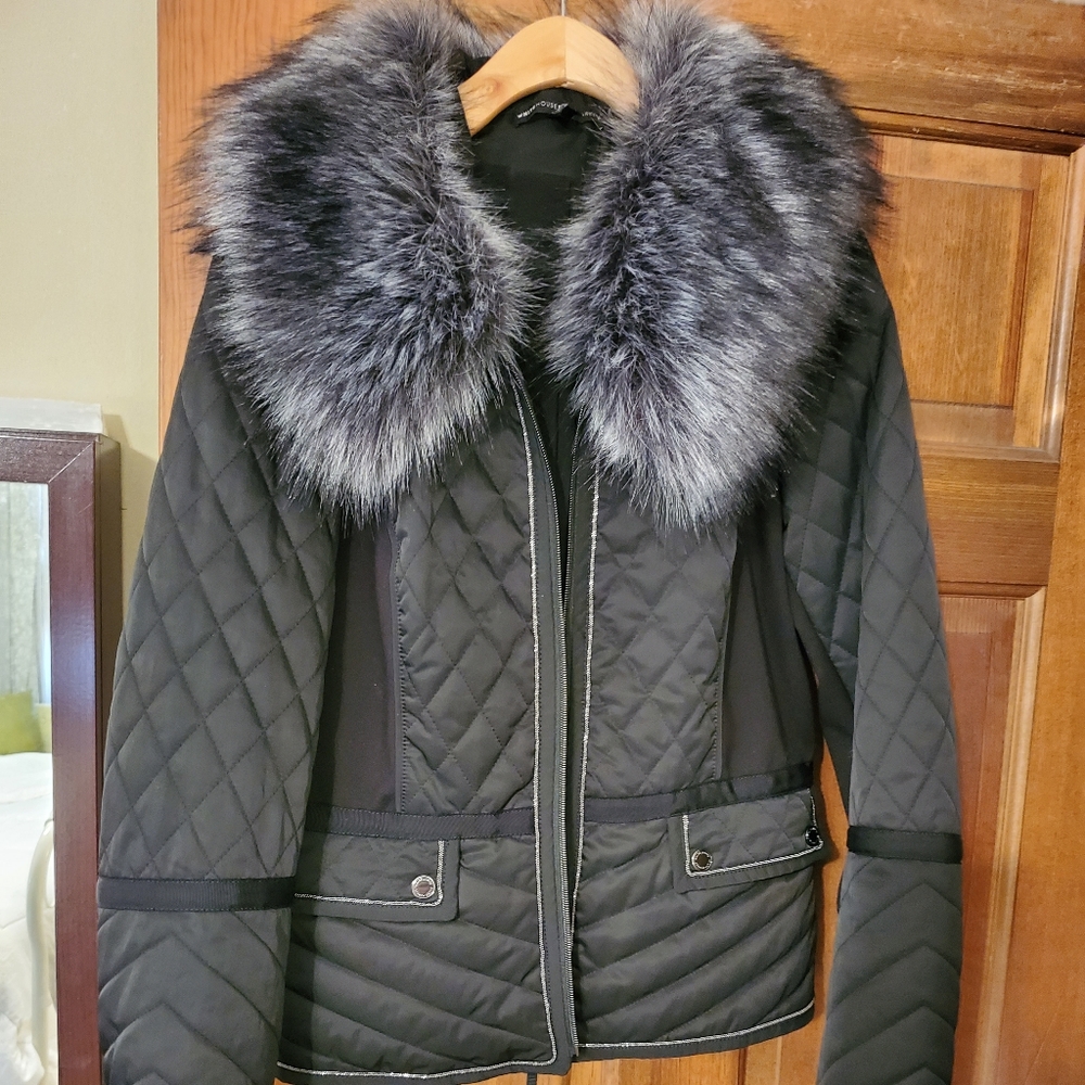 WHBM Removable Faux Fur Trim Jacket Medium